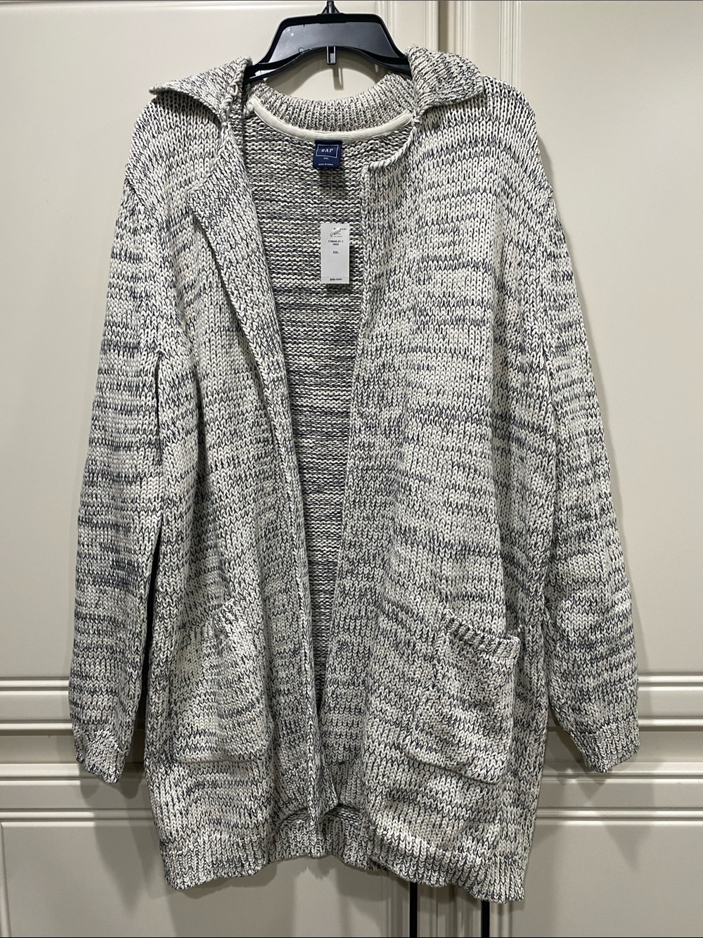 nwt GAP grey black ivory open long cardigan XXL